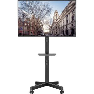 Loc-Support Tv Roulettes Support Tele Mobile Pour Télév Urs Plasma/Lcd/Led De 23"" À 60"" Avec Étagère,Support Tv Sur Pied Avec Roulettes Réglable En Hauteur Jusqu'À 25 Kg,Vesa 400X400Mm - Neuf