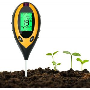 Testeur de Sol 4 en 1 pH-mètre, Testeur de Thermomètre de Plante Numérique avec Éclairement/Température/PH du Sol/Humidité du Sol, Jardin Hygromètre 4 en 1 Testeur de Sol - Neuf