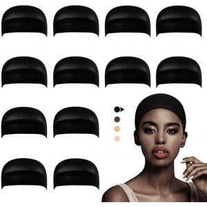 Kalanka-Bonnets De Perruque Pour Femme, Nylon Wig Caps Filet Cheveux Perruque Pour Cosplay, Noir 12 Pi&egrave;ces - Neuf