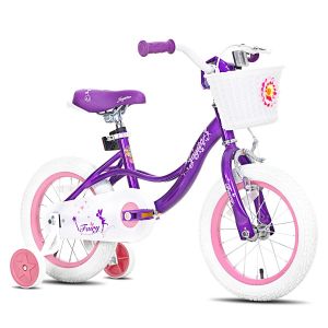 V&eacute;lo Enfant 12 Pouces Fille Joystar Acier Hi-Ten Frein &Agrave; Main Panier Stabilisateurs Mod&egrave;le Fairy Violet - Neuf