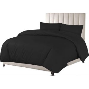 Sjzg-Parure De Lit De Luxe 100% Coton &Eacute;gyptien Avec Housse De Couette Et Taie D'oreiller (Noir, Lit Simple) - Neuf