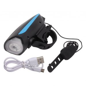 Hjlian Feu Avant De Velo Avec Klaxon, 3 Modes D'eclairage, Chargement Usb, Etanche, Blanc - Neuf