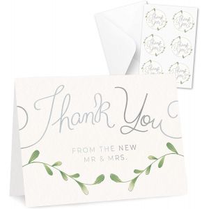 CHECARZHN--NO1-Carte De Remerciement De Mariage Lot De 100 Avec Enveloppes Et Autocollants Thank You Cartes Élégantes 10,2 X 15,2 Cm Pour Exprimer Vos V?ux De Mariage Merci Et Félicitations (Argent) - Neuf