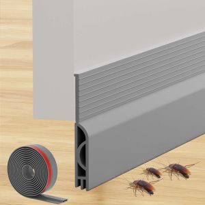 Bas de Porte Isolant 100 cm,Auto-Adhésif Boudin de Porte,Silicone Dessous de Porte Anti Froid Isolation Thermique,pour Porte D'entrée,Porte Interieur (100x5cm,Gris) - Neuf