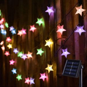 KAL-Guirlande Lumineuse Solaire D'Extérieur - 120 Led - 15 M - Résistante Aux Intempéries - 8 Modes - Pour L'Intérieur Et L'Extérieur - Décoration De Noël, Jardin, Balcon, Terrasse - Multicolore - Neuf