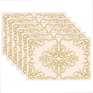 Eryi-Lot De 6 Set Table Rétro À Motifs Floraux, 45x30cm Sets De Table En Tissu Floral Mandala Baroque Antidérapants Lavables Résistants À Chaleur Pour Tables De Cuisine Salle À Manger Fête Mariage - Neuf