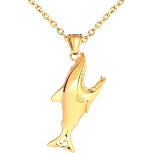 Kal-Collier Requin En Acier Inoxydable Pour Hommes Créative Pendentif De Requin Pour Femmes Colliers Hip Hop Bijoux Fantaisie Adolescents Décoration - Neuf