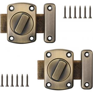 TEPPC-Samulee 2 Pi&egrave;ces Verrou Porte Interieure, Loquet Porte en Alliage, Serrure Porte Rotatif avec 12 Vis, pour Porte D'entr&eacute;e, Chambre, Salle de Bain, Cuisine, Porte de Jardin (Couleur Bronze) - Neuf