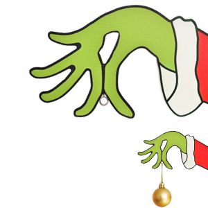 D&eacute;coration de porte Grinch avec trou de suspension pour No&euml;l - Mat&eacute;riau PVC, 20 x 10 cm, style gauche/droite - Neuf