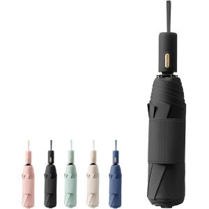 Style d'affaires Simple Compact Portable Parapluie Pliant de Voyage avec Hook Loop Ruban de 7cm,Ouverture et Fermeture Automatique,8 Baleines,UV Protection,T&eacute;flon,Ultra D&eacute;perlant,Femmes Enfant - Neuf