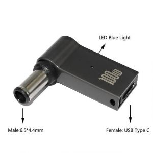 Adaptateur de charge rapide USB Type C 100W,connecteur universel USB C pour ordinateur portable,convertisseur pour Dell Asus Hp Acer Lenovo 6.5-4.4mm - Neuf