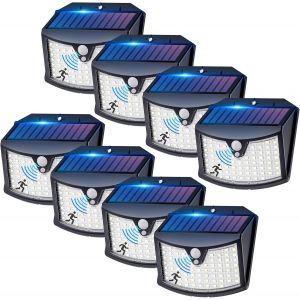 Lampe Solaire Exterieur, &iquest;Lot De 8&iquest; Lumi&egrave;re Solaire Ext&eacute;rieure, 3 Modes Ip65 &Eacute;tanche - Pour Jardin, Garage, Patio, Lampe Exterieur Murale - Neuf