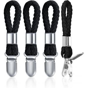 Eryi-Pince À Serviette,4 Pcs Accroche Torchon Noir Porte Torchons Crochet Serviette Salle De Bain Porte Torchon Cuisine Pour Serviettes Pour Salle De Bain Placards Maison - Neuf