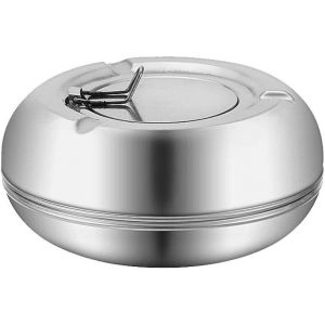 Cendrier rond moderne en acier inoxydable avec couvercle coupe-vent et portable - Neuf