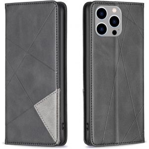 Mdy-Coque Pour Iphone 14 Pro Max (6,7 Pouces), Housse Portefeuille En Cuir Etui De Protection Avec Slim Tpu Silicone Bumper Magnétique Flip Case, Porte Cartes Avec Fonction Support Cover (Noir) - Neuf