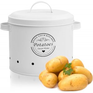 Chenquansarl-1 Pcs Pot De Pommes De Terre, Oignons, D'ail, Boîte De Rangement Legumes En Métal, Bocaux Cuisine Vintage, Stockage De Aliment, Récipient De Conservation (Pommes De Terre Blanc) - Neuf