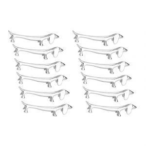 12 Pcs Teckel Baguettes Porte-Set - Alliage De Zinc Chien En Forme De Fourchette Support Cuillère Reste Vaisselle - Neuf