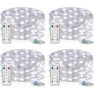 Trahoo-Usb Guirlande Lumineuse 10m, 100 Led En Cuivre, 8 Modes Dimmable Avec T&eacute;l&eacute;commande Et Minuterie, Imperm&eacute;able Lumi&egrave;res D'arbre De No&euml;l Fil De Cuivre D&eacute;coration - Neuf