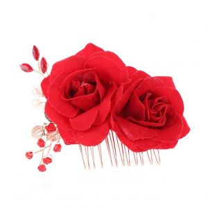 &iquest;&iquest;Pingle &iquest;&iquest; Cheveux Rose, Accessoire De Coiffure De Mariage Pour La Mari&iquest;&iquest;E, Peigne &iquest;&iquest; Cheveux Rose Rouge Orn&iquest;&iquest; De Perles, Accessoire De Coiffure &iquest;&iquest;L&iquest;&iquest;Gant Pour La Mari&iquest;&iquest;E - Neuf