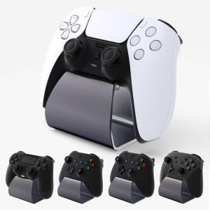 Support pour ps5 Manette Porte pour ps4 Socle Controller, Stand-AL Holder M&eacute;tal pour Xbox Series X S/Xbox One pour Switch Pro avec Coussinets Antid&eacute;rapant-Gris - Neuf