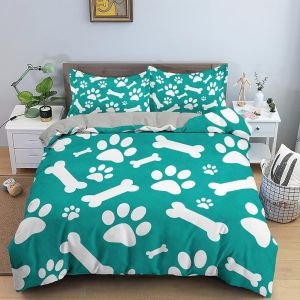 Housse De Couette X Cm Enfant Os De Chien Vert Parure De Lit Personnes Avec Fermeture &iquest;&iquest;Clair Doux Respirant Confortable Microfibre Housse De Couette Et Taie D'oreiller X Cm - Neuf