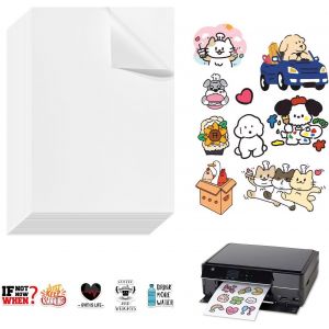 30 Pièces Feuille Autocollante Imprimante A4, Mat Blanc Papier Autocollant Imprimante, Papier Stickers En Vinyle Imprimables Imperméables Étiquette Adhésif Pour Imprimantes Laser & Jet D'Encre - Neuf