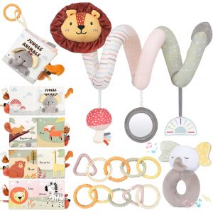 NouvelHorizonstore-Spirale d'Activit&eacute; B&eacute;b&eacute; - Poussette Bebe Jouet Fille Garcon, Livre Naissance Tissu B&eacute;b&eacute;, Jouet Sensoriel Bebe, Montessori Jeux Eveil Cadeau Naissance 0 3 6 9 12 Mois - Neuf