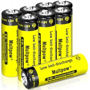 Lot de 8 piles AA rechargeables Ni-MH - 2600 mAh - Haute capacit&eacute; - 1,2 V - Faible auto-d&eacute;charge - Jaune - Neuf