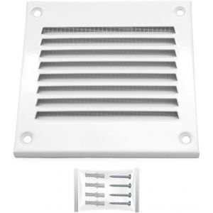 Grille Aeration Blanc 100x100mm avec Moustiquaire ¿ Evacuation Caches Tuyau Ventilateur ¿ d'Extraction Ventialtion ¿ Exterieur Interieur ¿ Gaine Cache Extracteur d'air VMC ¿ Climatiseur Seche - Neuf