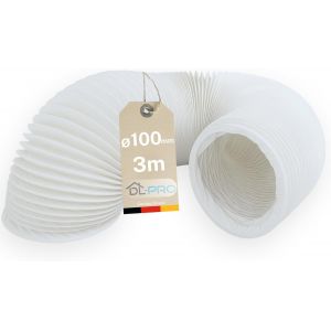 3m Tuyau d&iquest;&eacute;vacuation &Oslash;100mm-Conduit PVC flexible blanc pour hotte,climatiseur,s&egrave;che-linge-NON compatible &Oslash;102mm - Neuf