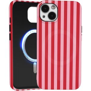 ELVORIX-2 in 1 Magn&eacute;tique Coque pour iPhone 15 &Eacute;tui 6,1"", Motif Stripes Dessin Aesthetic Etui Striped, Compatible avec MagSafe, Antichoc Housse Protection Cover Case pour iPhone15, Rayures Roses - Neuf
