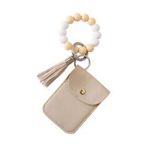 Porte-Clés En Silicone Couleur Kaki Avec Perles, Porte-Cartes Simple, Porte-Monnaie Zéro - Neuf