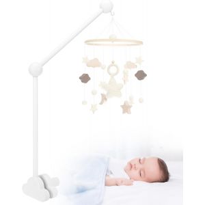 Eryi-Support Mobile Bebe Bois, Support Pour Mobile Bébé Réglable En Hauteur, Idéal Pour Lit De Bébé Et Table À Langer, Suspension Carillons Éoliens Et Décoration Pour Chambre Fille Et Garçon - Neuf