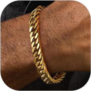 Trahoo-Chaîne Bracelet Homme En Acier Inoxydable 19/21/23 Cm - Grosse Gourmette À Maille Cubaine De 8/12/17 Mm - Bijou Punk Cadeau Parafit - Neuf