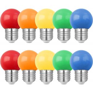 Lot de 12 Ampoule Couleur LED B22 2W, Équivalent Incandescence 20W, Baïonnette Ampoule Écoénergétique Colorée, Rouge Vert Bleu Orange Jaune Rose, pour Mariages, Halloween, Noël, Fête - Neuf