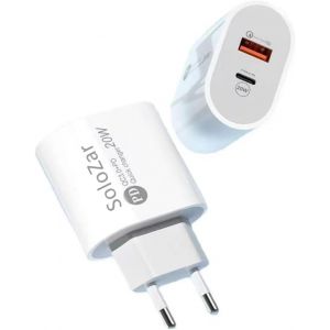 LORANKA-PD 20W Fast Charger, 2 Port USB 3.0 and PD Type-C, Wall Charger MFI - Neuf