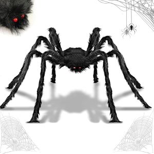 CAUC-Halloween araign&eacute;e g&eacute;ante, Noire araign&eacute;e effrayante, araign&eacute;e poilue r&eacute;alistes, araign&eacute;e d&eacute;corative, pour Jardin int&eacute;rieur ext&eacute;rieur,Carnaval ou f&ecirc;te &agrave; th&egrave;me, Halloween Decoration (150cm) - Neuf