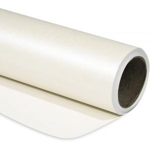 Papier Emballage Blanc Mat-Mini Rouleau-Couleur Unie Nacr&eacute;-Papier Lustr&eacute; Parfait Pour Mariage,Anniversaire,No&euml;l,Baby Shower-43.2 Cm X 10 M - Neuf
