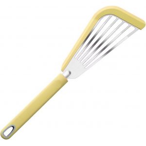 Spatule &Agrave; Poisson En Silicone, Spatule Fine Ajour&eacute;e Pour Ustensiles De Cuisine Antiadh&eacute;sifs, Spatule De Cuisine Flexible En Acier Inoxydable R&eacute;sistant &Agrave; La Chaleur Pour Retourner Le Poisson (Jaune) - Neuf