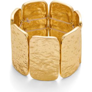 Wide Hammered Bracelet For Women Gold Bracelet Large Elastic Adjustable Bracelet, Metal - Neuf