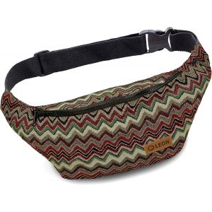 SJZG-Leon Sac Banane, Sac Banane, 100 % Coton, Sac Banane Belly Belt Moon Bag Bumbag Boho Hippie Tribal Pour Homme Et Femme, Gt Zikzak Multicolore, Taille Unique, Sac Banane &Agrave; Bandouli&egrave;re - Neuf