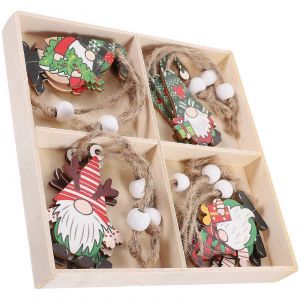 12pcs Arbre De No&euml;l Suspendus Ornement De No&euml;l En Bois Suspendus Pendentifs F&ecirc;te De No&euml;l De La Pendaison De L'artisanat - Neuf