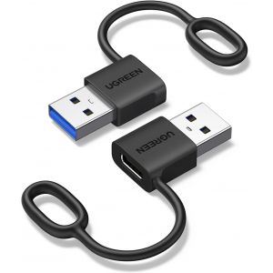 KALANKA-Adaptateur USB vers USB C 3.2 10Gbps Lot de 2 Convertisseur Type C Femelle vers Type A M&acirc;le 18W Charge avec Manchon Anti-Perte Compatible avec iPhone 16 15 14 Plus Pro Max MacBook iPad Air - Neuf