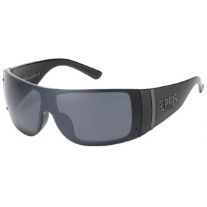 Lunette De Soleil Locs Noire Gravure Locs En Noir Style Biker Gangsta - Neuf