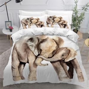 Parure De Lit X &iquest;&iquest;L&iquest;&iquest;Phant D'afrique Personnes D Motif Animaux Aquarelles Housse De Couette Douce Microfibre Avec Fermeture &iquest;&iquest;Clair Literie Pi&iquest;&iquest;Ces Enfa - Neuf