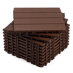 88x Dalle de terrasse dalles en plastique sol en plastique avec syst&egrave;me d'encliquetage pour jardin 30x30cm Brun - Neuf