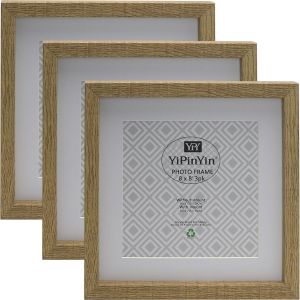Cmwx-Lot De 3 Cadres Photo Carrés En Bois De 20 X 20 Cm Avec Support Sans Acide Pour 15,2 X 15,2 Cm, Cadres Photo Carrés En Bois De 20 X 20 Cm Pour Bureau Et Montage Mural. - Neuf
