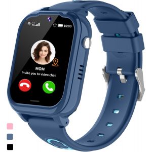 4G Montre Connect&eacute;e Enfant 4G GPS Appel Vid&eacute;o SOS Podometre Marche &Eacute;tanche R&eacute;veil Cam&eacute;ra Jeux Cartes d'apprentissage Calculatrice Musique Traceur GPS Enfant Tracker Cadeaux- Fille Garcon - Neuf