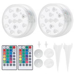 Hjlian Lot De 2 Lampes Submersibles Rvb 13 Led Avec Telecommande Pour Pelouse, Piscine, Parc, Decoration - Neuf