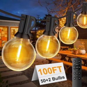 lbgwp60-D'Extérieur De 30 M Alimentée Par Secteur, 50 + 2 Lumières Led De Jardin, Navette Étanche, Blanc Chaud Pour Jardin, Cour, Mariage, Terrasse, Fête, Patio - Neuf
